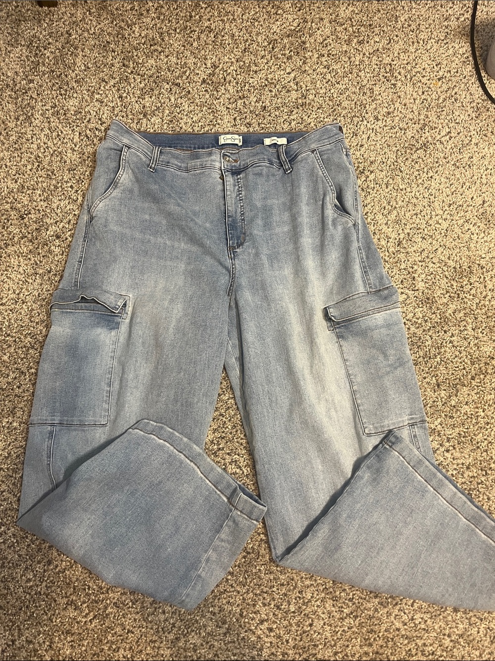 Jessica Simpson Light Blue Wide Leg Cargo Jeans